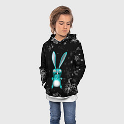 Толстовка-худи детская Cheeky rabbit celebrates the new year, цвет: 3D-белый — фото 2
