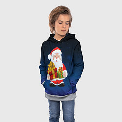 Толстовка-худи детская Санта Клаус с двумя подарками, цвет: 3D-меланж — фото 2
