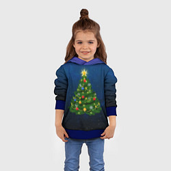 Толстовка-худи детская Новогодняя елка с яркой звездой, цвет: 3D-синий — фото 2