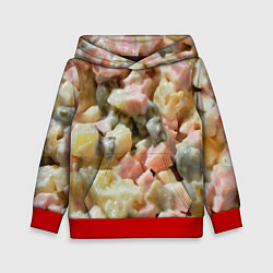 Толстовка-худи детская Салат оливье, цвет: 3D-красный