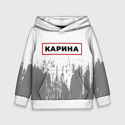Толстовка-худи детская Карина - в красной рамке на светлом, цвет: 3D-белый
