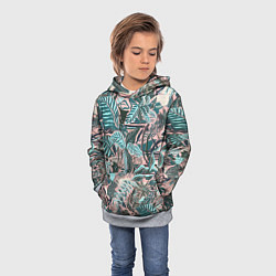 Толстовка-худи детская Тропический узор, цвет: 3D-меланж — фото 2