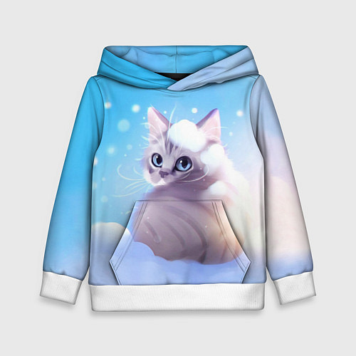 Детская толстовка Заснеженный котик / 3D-Белый – фото 1