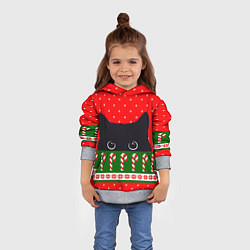 Толстовка-худи детская Котик: новогодний свитер, цвет: 3D-меланж — фото 2