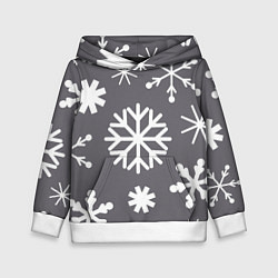 Толстовка-худи детская Snow in grey, цвет: 3D-белый