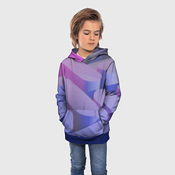 Толстовка-худи детская Абстрактные фиолетовые прямоугольники со скругленн, цвет: 3D-синий — фото 2