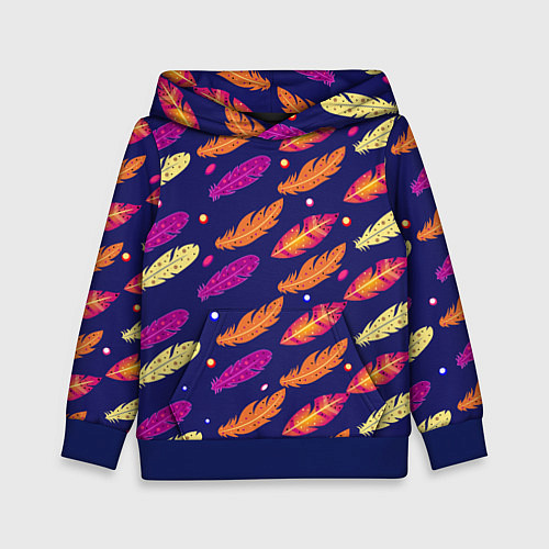 Детская толстовка Перья и бусы / 3D-Синий – фото 1