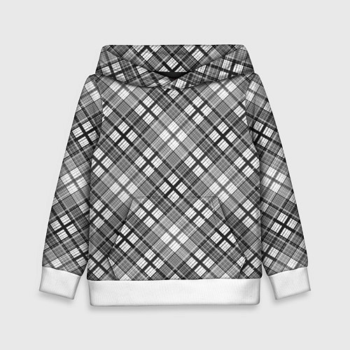 Детская толстовка Черно белый узор в косую клетку / 3D-Белый – фото 1
