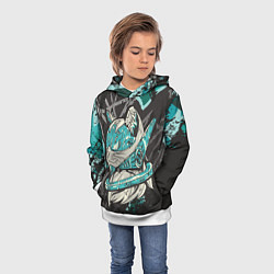 Толстовка-худи детская Футуристический кот, цвет: 3D-белый — фото 2
