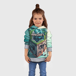 Толстовка-худи детская Блоки Майнкрафт, цвет: 3D-меланж — фото 2