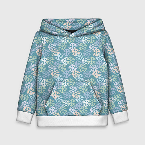 Детская толстовка Узор из разноцветных снежинок / 3D-Белый – фото 1