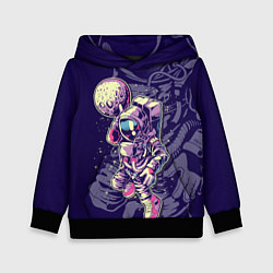 Толстовка-худи детская Космонавт с луной, цвет: 3D-черный