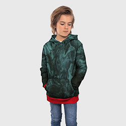 Толстовка-худи детская Тёмно-синий водянистый туман, цвет: 3D-красный — фото 2