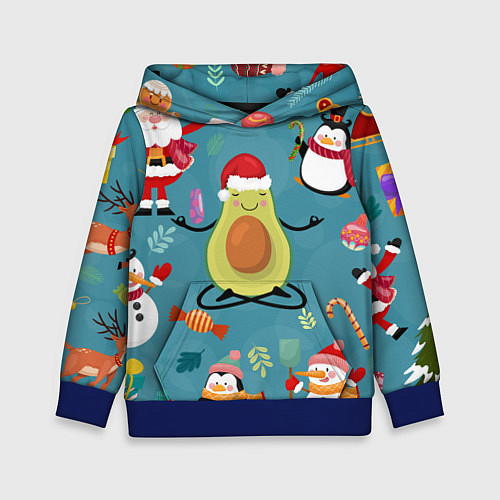 Детская толстовка Новогодний авокадо / 3D-Синий – фото 1