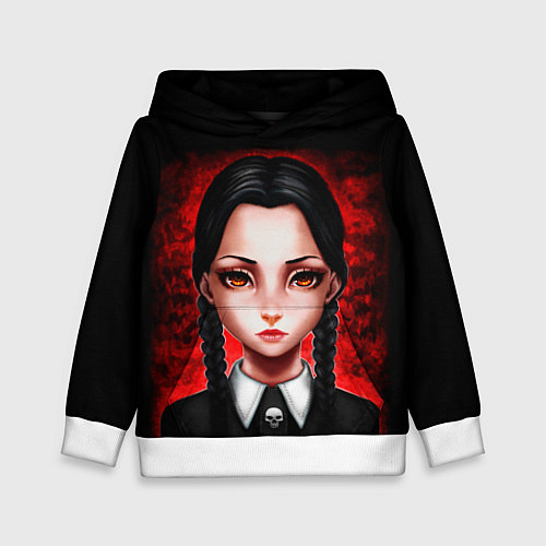 Детская толстовка Уэнсдэй на красном фоне / 3D-Белый – фото 1