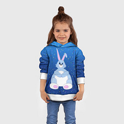 Толстовка-худи детская Косой кролик и конфетти, цвет: 3D-белый — фото 2