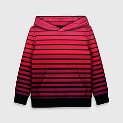 Толстовка-худи детская Красно-черный полосатый узор, цвет: 3D-черный