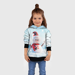 Толстовка-худи детская Милый снеговик, цвет: 3D-черный — фото 2