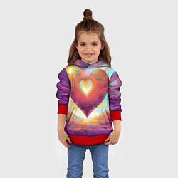 Толстовка-худи детская Большое горячее сердце, цвет: 3D-красный — фото 2