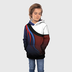 Толстовка-худи детская Синие, красные и белые разводы, цвет: 3D-черный — фото 2