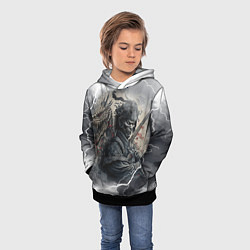 Толстовка-худи детская Дракон и самурай, цвет: 3D-черный — фото 2