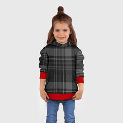 Толстовка-худи детская Темная клетка, цвет: 3D-красный — фото 2