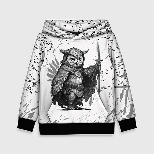 Детская толстовка Воинственная сова / 3D-Черный – фото 1