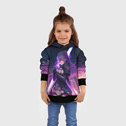 Толстовка-худи детская Cyber girl in purple light, цвет: 3D-черный — фото 2