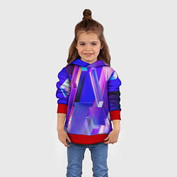 Толстовка-худи детская Синие и розовые прямоугольники, цвет: 3D-красный — фото 2