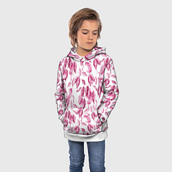 Толстовка-худи детская Лимоны в розовом монохроме - паттерн, цвет: 3D-белый — фото 2