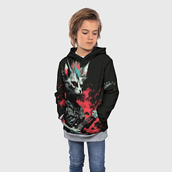 Толстовка-худи детская Rocker Cat on a black background - C-Cats collecti, цвет: 3D-меланж — фото 2