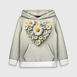 Толстовка-худи детская Ромашковое сердце, цвет: 3D-белый