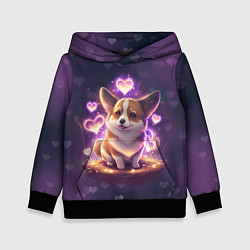 Толстовка-худи детская Любимый корги, цвет: 3D-черный