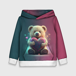 Толстовка-худи детская Сердечко от мишки, цвет: 3D-белый