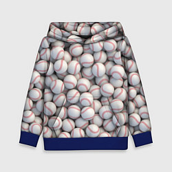 Толстовка-худи детская Бейсбольные мячи, цвет: 3D-синий