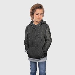 Толстовка-худи детская Abstraction hexagon grey, цвет: 3D-меланж — фото 2