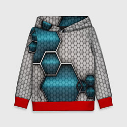 Толстовка-худи детская Cyber texture abstraction, цвет: 3D-красный