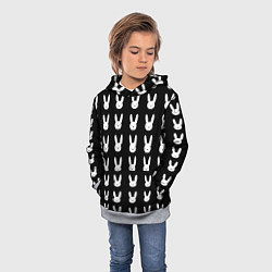 Толстовка-худи детская Bunny pattern black, цвет: 3D-меланж — фото 2