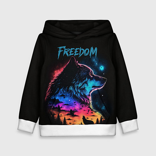 Детская толстовка Волк свобода / 3D-Белый – фото 1