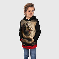 Толстовка-худи детская Китайский дракон с открытой пастью, цвет: 3D-красный — фото 2