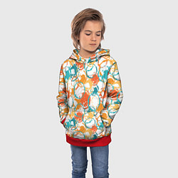 Толстовка-худи детская Разноцветные пятна красок, цвет: 3D-красный — фото 2
