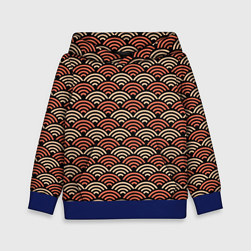 Детская толстовка Японский оранжевый паттерн / 3D-Синий – фото 1