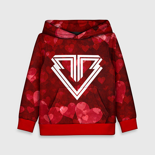 Детская толстовка Big bang red hearts / 3D-Красный – фото 1