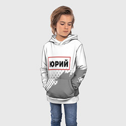 Толстовка-худи детская Юрий в рамке красного цвета, цвет: 3D-белый — фото 2
