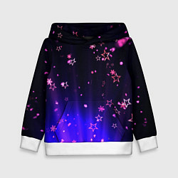 Толстовка-худи детская Звездочки в неоновой подсветке, цвет: 3D-белый