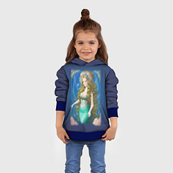 Толстовка-худи детская Фэнтези женщина русалка с цветами, цвет: 3D-синий — фото 2
