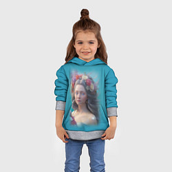 Толстовка-худи детская Цветочный портрет женщины с голубыми глазами, цвет: 3D-меланж — фото 2