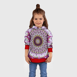 Толстовка-худи детская Мандала Нежные фиалочки, цвет: 3D-красный — фото 2