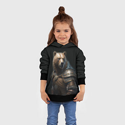 Толстовка-худи детская Медведь в доспехах, цвет: 3D-черный — фото 2