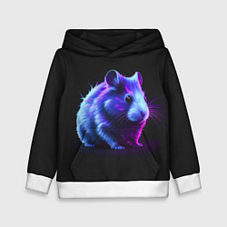 Толстовка-худи детская Хомяк неон, цвет: 3D-белый